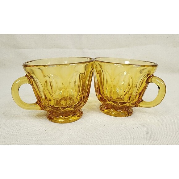 Vintage Anchor Hocking Fairfield Amber Glass Punch Cups – Set of 4, 1970s - Picture 4 of 11